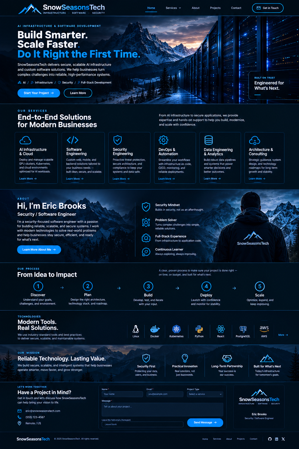 Abstract blue-lit server infrastructure